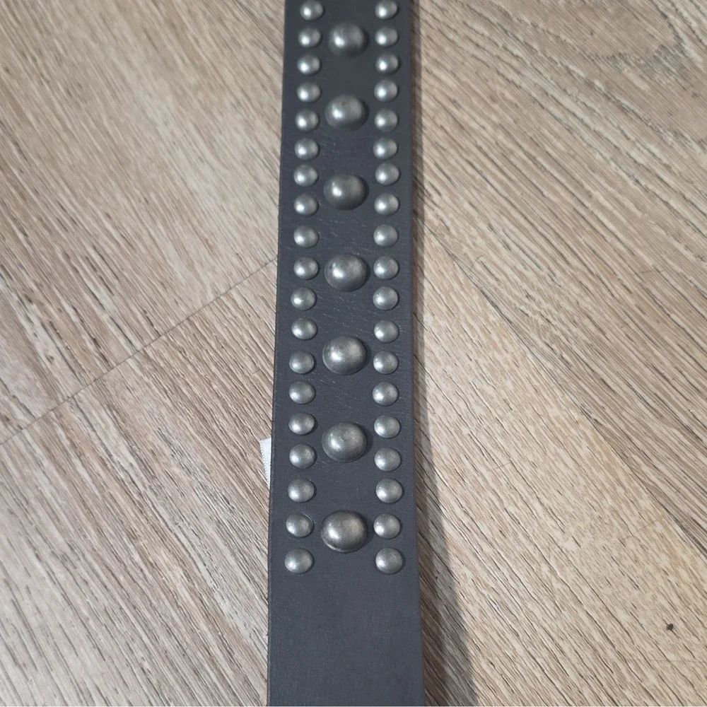 Free People Brown Leather Studded Belt Western Boho Metal Rivets NWT